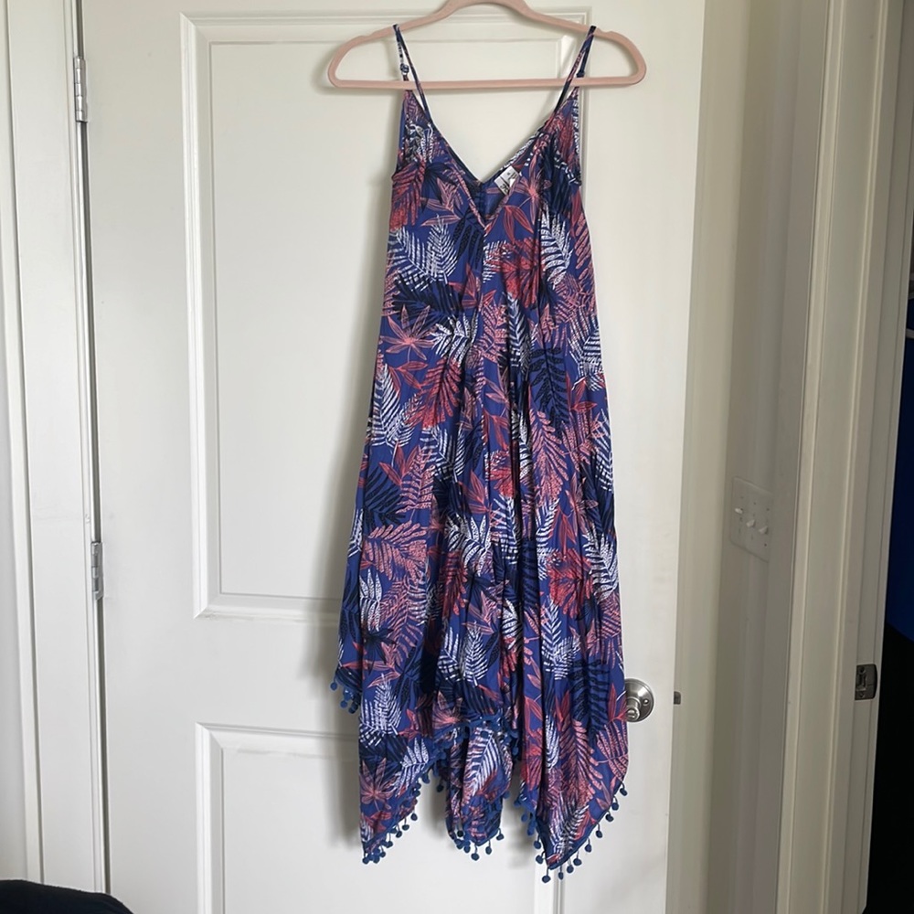 Blue and Pink Long Beach Coverup